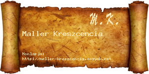 Maller Kreszcencia névjegykártya